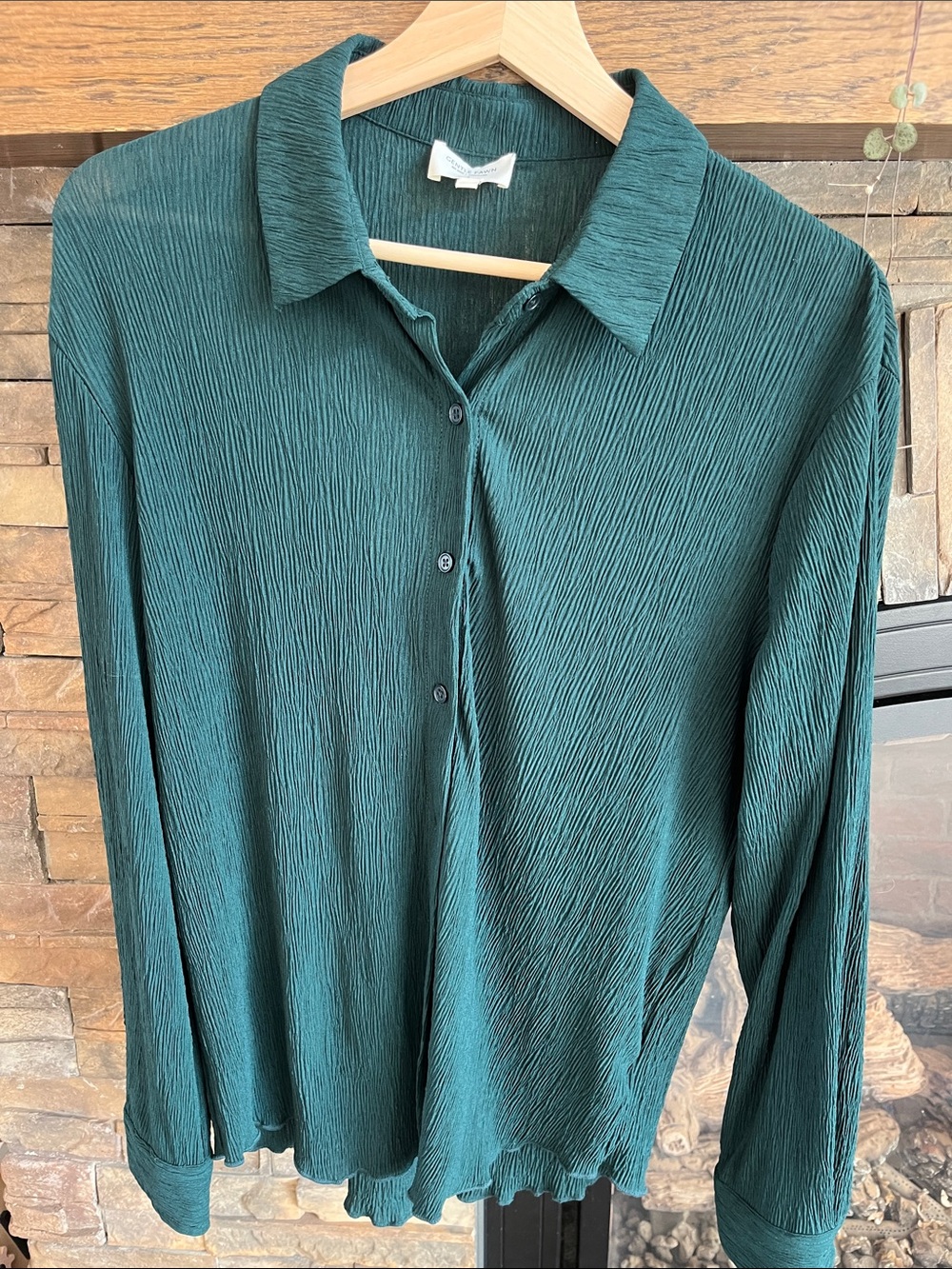 Gentle Fawn Teal Crinkle Button-Down Shirt